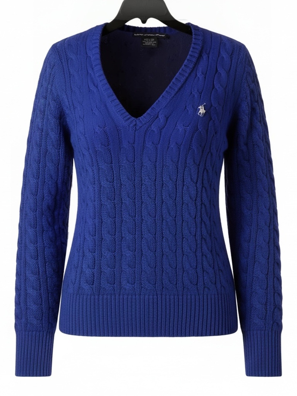Ralph Lauren Sport Blue Cable-Knit V-Neck Sweater